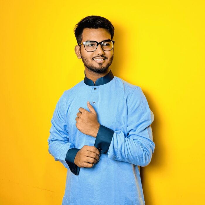 Sky Blue Solid : Intricate Hand-Crafted Panjabi - Image 1