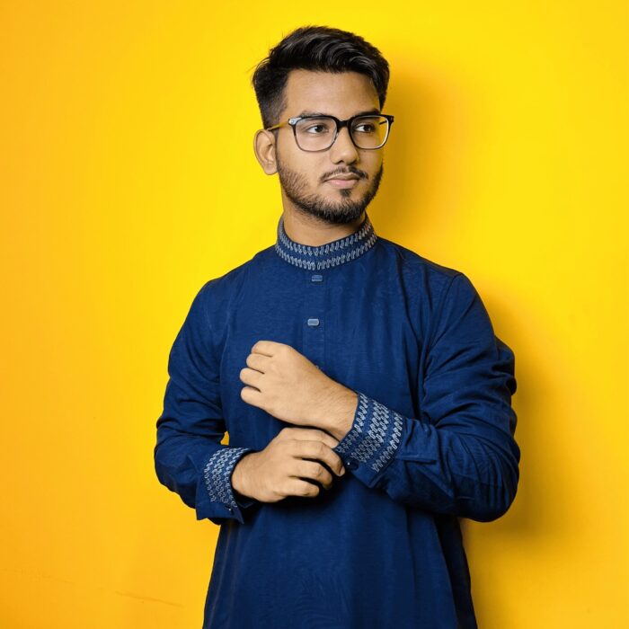 Nevy Blue : Intricate Hand-Crafted Panjabi - Image 1