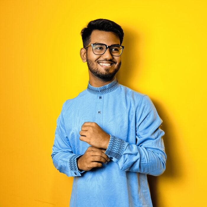 Sky Blue : Intricate Hand-Crafted Panjabi - Image 1