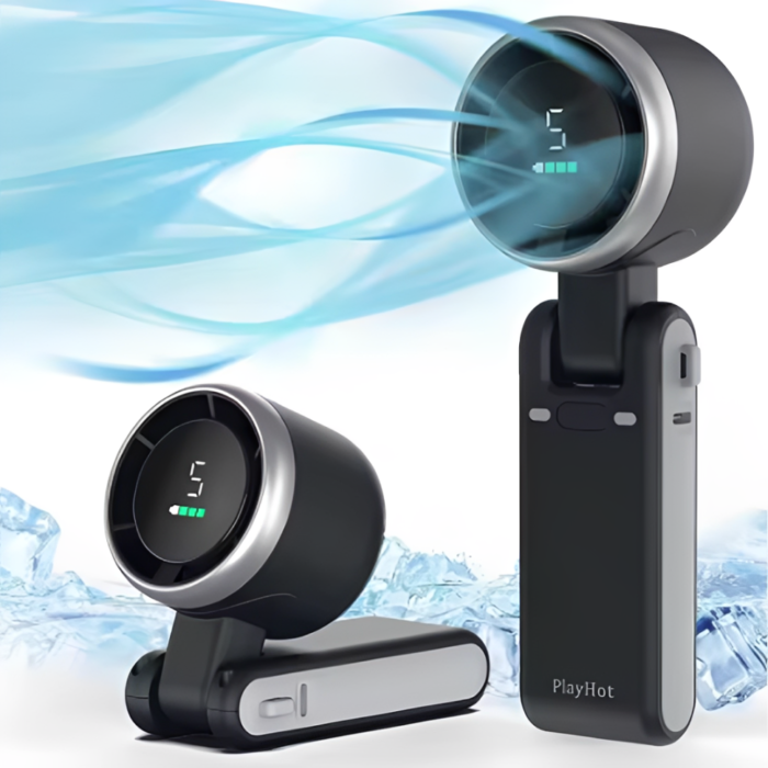 black Mini Turbo Fan Portable USB Rechargeable - Image 1